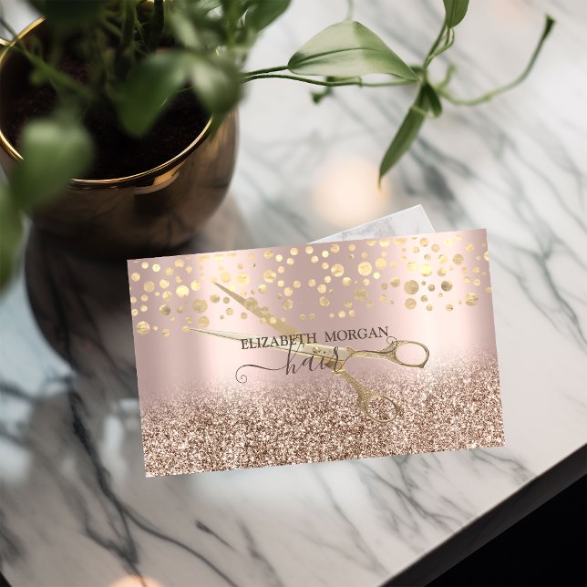 Tarjeta De Visita Elegantes tijeras de confetti de oro Rosa Purpurin (Subido por el creador)