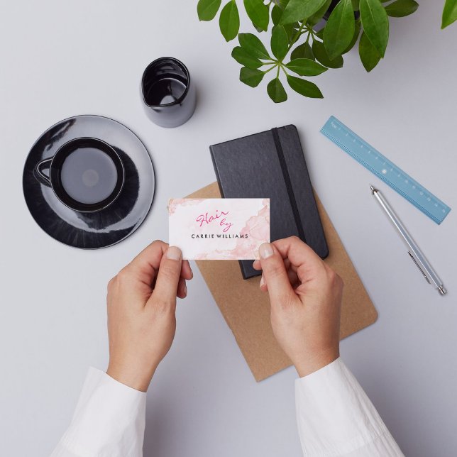 Tarjeta De Visita Elegent Professional Minimal Pink Hair Stylist (Elegent Professional Minimal Pink Hair Stylist Business Card
)