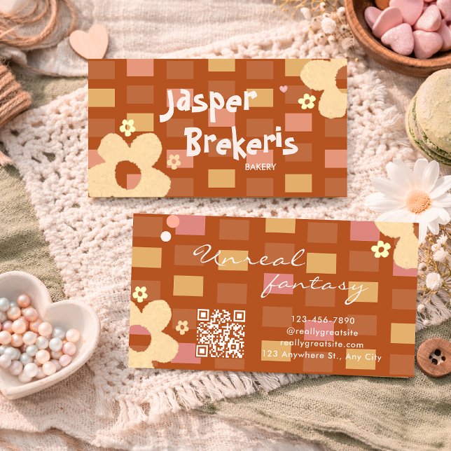 Tarjeta De Visita Elegent Retro Chic Brown Daisy Cute  (Subido por el creador)