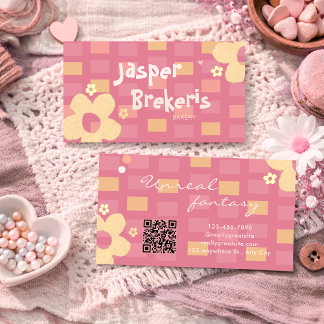 Tarjeta De Visita Elegent Retro Chic Pink Daisy Cute 