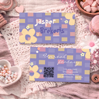 Tarjeta De Visita Elegent Retro Chic Purple Daisy Cute 