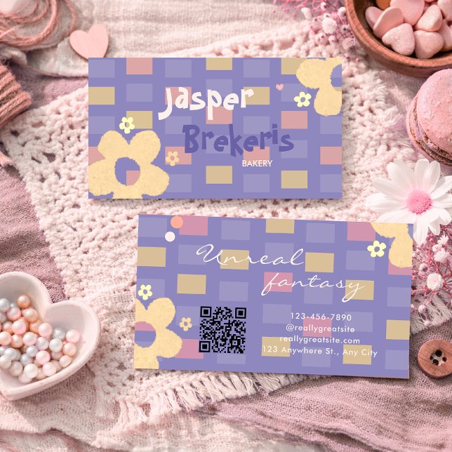 Tarjeta De Visita Elegent Retro Chic Purple Daisy Cute  (Subido por el creador)