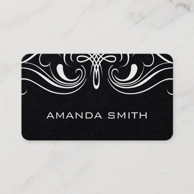 Tarjeta De Visita Elementos Fancy Simple Black (Anverso)