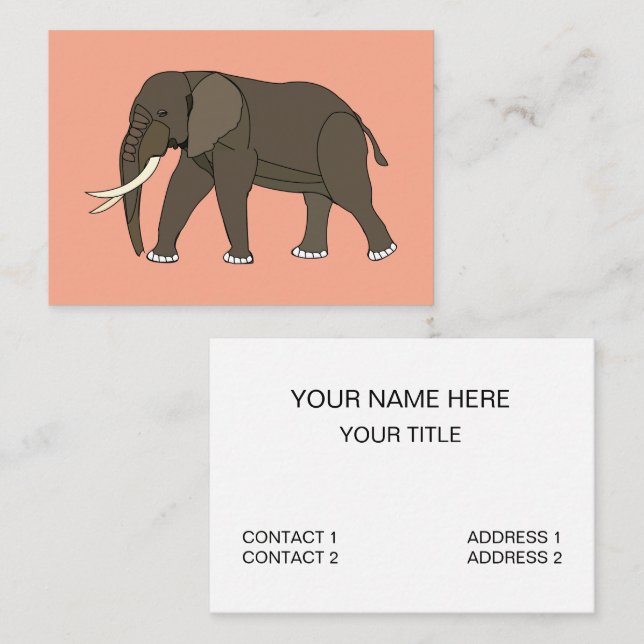 Tarjeta De Visita Elephant Animal (Anverso / Reverso)