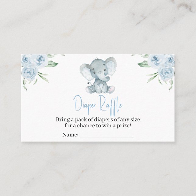 Tarjeta De Visita Elephant Baby Shower Diaper Raffle (Anverso)