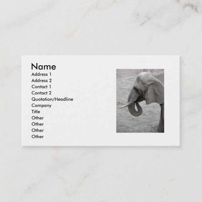 Tarjeta De Visita Elephant Business Card (Anverso)