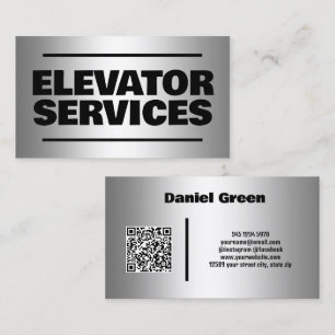 Tarjeta De Visita Elevator Services Silver QR