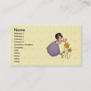 Tarjeta De Visita Elfo de Jardín Narciso Tierra de Hadas Primavera P