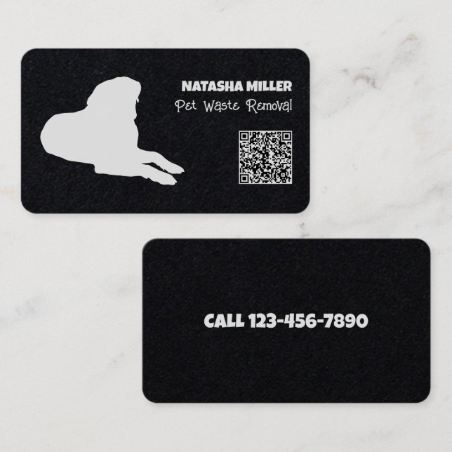 Tarjeta De Visita Eliminación de residuos del mascota QR (Anverso / Reverso)