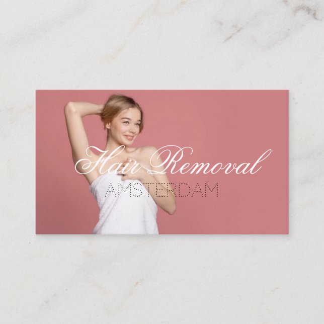 Tarjeta De Visita Eliminación del pelo Clínica de la piel Rosa Mármo (Anverso)