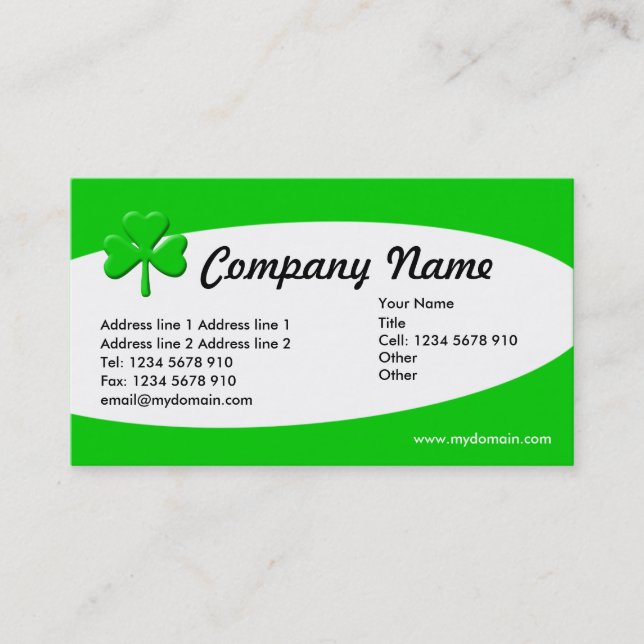 Tarjeta De Visita Eliptical - trébol irlandés (Anverso)