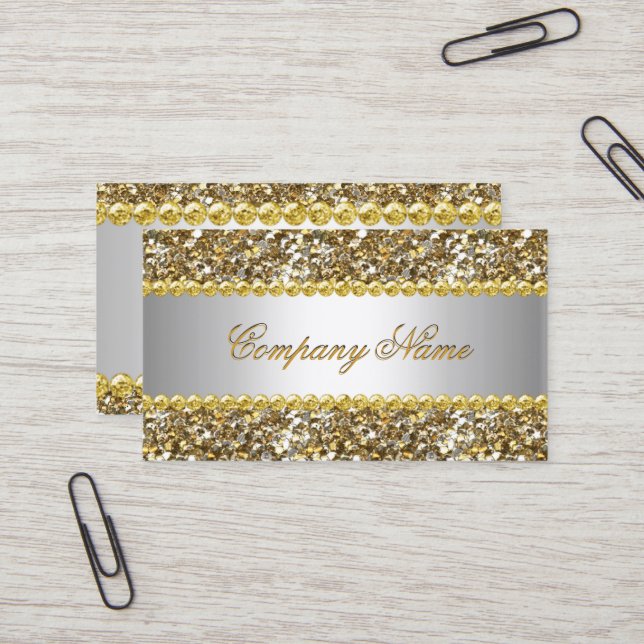 Tarjeta De Visita Elite Business Gold Silver Diamond Purpurina 4 (Anverso/Reverso In Situ)