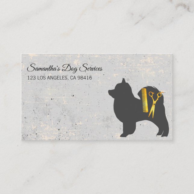 Tarjeta De Visita Elite Dog Grooming Elegoming Elegant Shears Golden (Anverso)