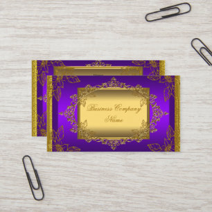Tarjeta De Visita Élite Dorado Púrpura Clásico Elegante