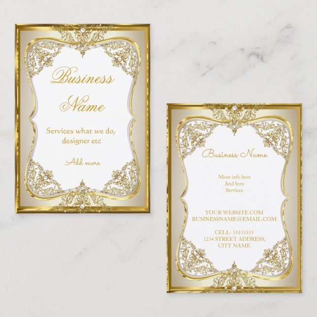 Tarjeta De Visita Elite Gold White beige Cream Pearl (Anverso / Reverso)