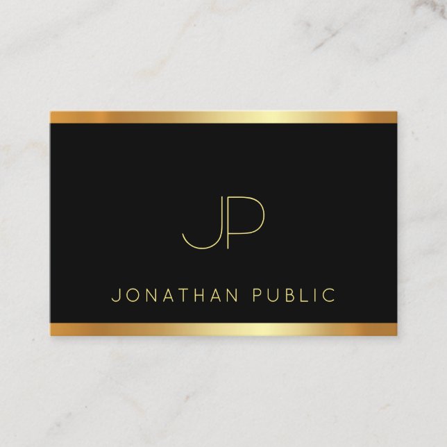 Tarjeta De Visita Élite moderna del oro del monograma de la (Anverso)