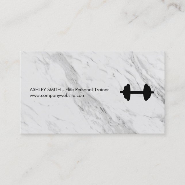 Tarjeta De Visita Elite Personal Trainer Marble Print (Anverso)
