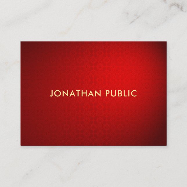 Tarjeta De Visita Elite Red Damask Gold Text Professional (Anverso)