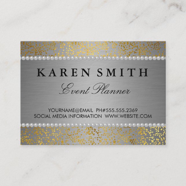 Tarjeta De Visita Elite VIP Luxe Silver / Gold Speckles (Anverso)