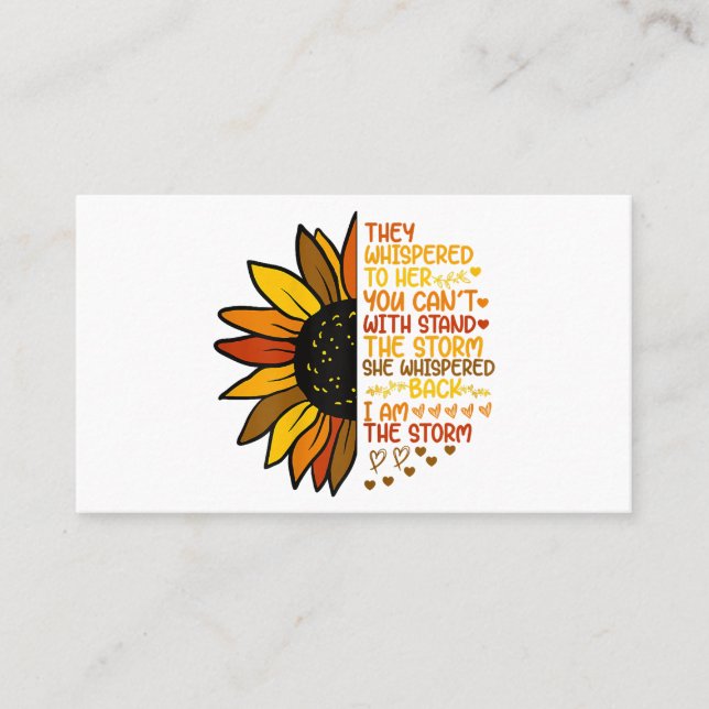 Tarjeta De Visita Ella Susurró Que Yo Soy La Tormenta Funny Sunflowe (Anverso)