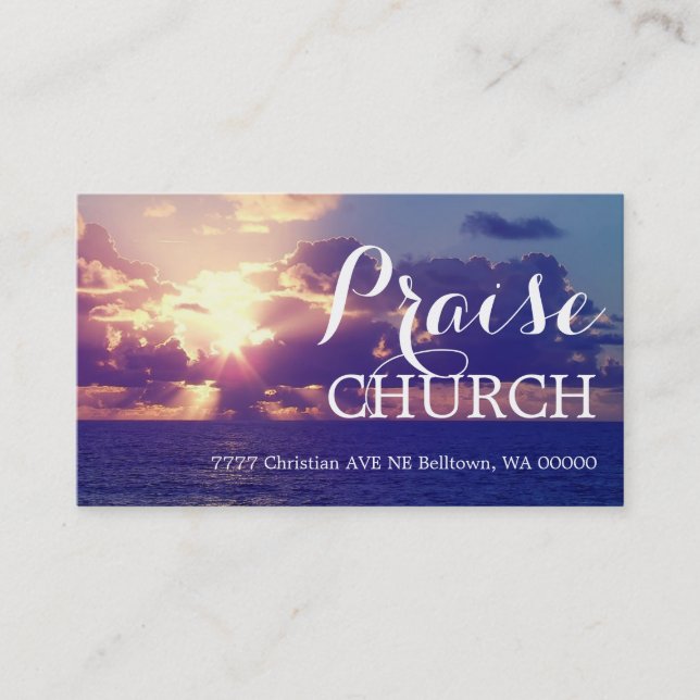 Tarjeta De Visita Elogio ligero Iglesia Pastor Cristiano (Anverso)