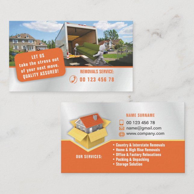 Tarjeta De Visita Embalando y desempaquetando el servicio, servicio (Anverso / Reverso)