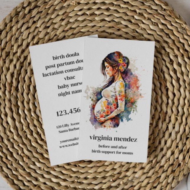 Tarjeta De Visita Embarazo con lactancia en la madre Bloom Doula (Doula birth counseling lactation coach nanny postpartum services)
