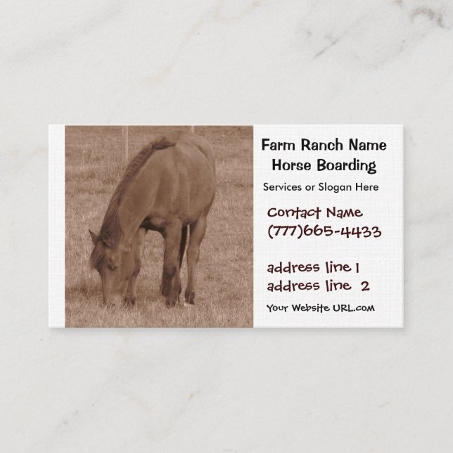 Tarjeta De Visita Embarque o establos del caballo (Anverso)