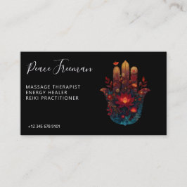 Tarjeta De Visita Ember Lotus | Diseño de Mano Hamsa
