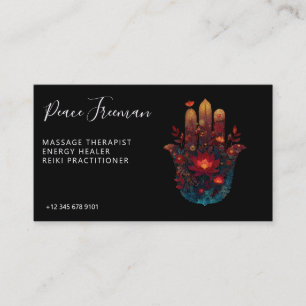 Tarjeta De Visita Ember Lotus Diseño de Mano Hamsa