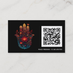 Tarjeta De Visita Ember Lotus   Diseño de Mano Hamsa