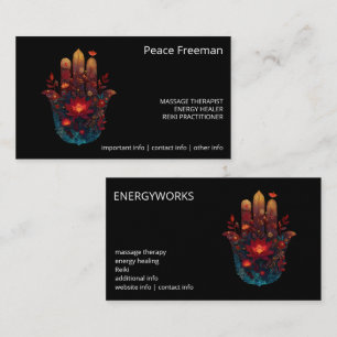 Tarjeta De Visita Ember Lotus   Diseño de Mano Hamsa