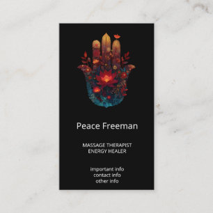 Tarjeta De Visita Ember Lotus   Diseño de Mano Hamsa