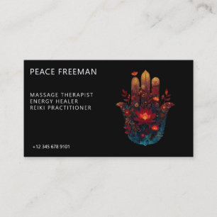 Tarjeta De Visita Ember Lotus Diseño de Mano Hamsa