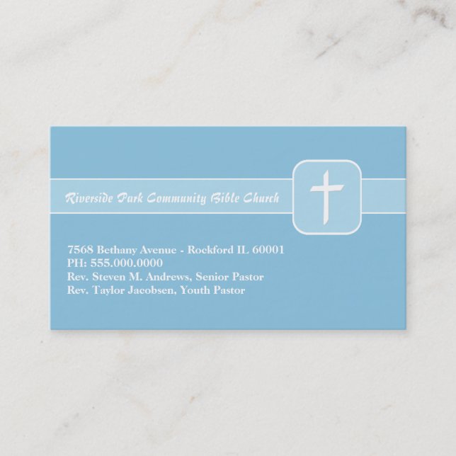 Tarjeta De Visita Emblema azul del ministerio de la iglesia (Anverso)