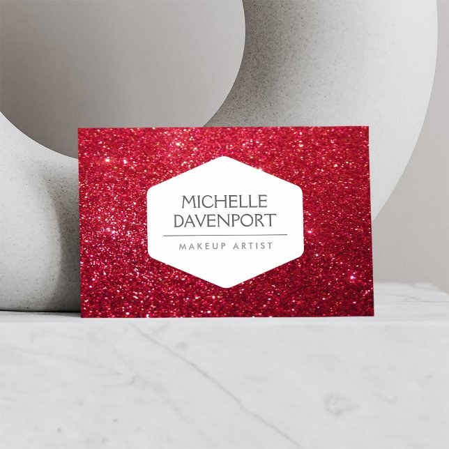 TARJETA DE VISITA EMBLEMA BLANCO ELEGANTE EN PURPURINA ROJO PROFUNDO (Subido por el creador)