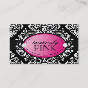 Tarjeta De Visita Emblema blanco lujosamente negro del rosa del