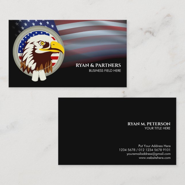 Tarjeta De Visita Emblema de águila con fondo de bandera de EE.UU. s (Anverso / Reverso)