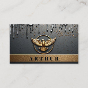Tarjeta De Visita Emblema de Águila Dorada con Alas Extendidas