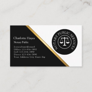 Tarjeta De Visita Emblema de balanza del servicio notarial elegante