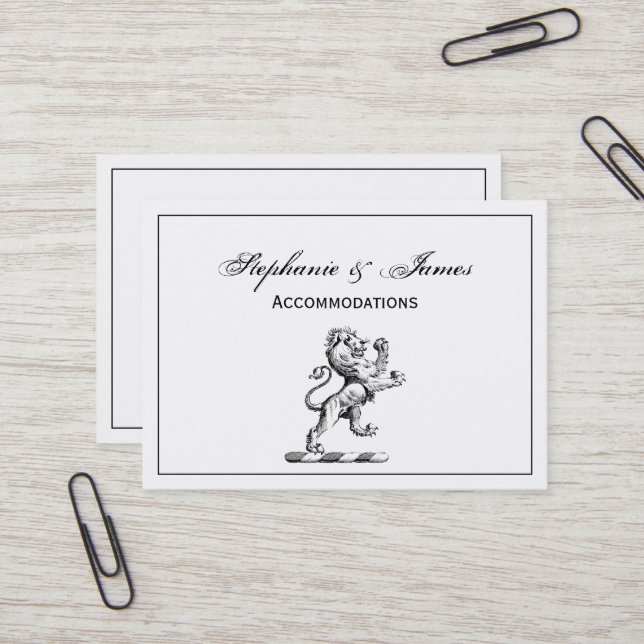 Tarjeta De Visita Emblema de cimera con león heráldico de pie (Anverso/Reverso In Situ)