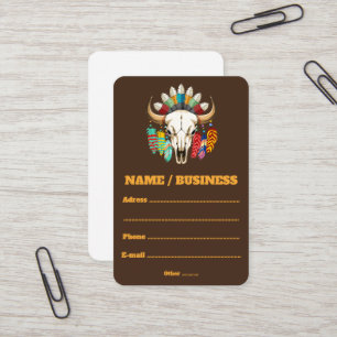 Tarjeta De Visita Emblema de cráneo de búfalo nativo americano