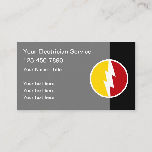 Tarjeta De Visita Emblema de energía eléctrica moderna editable  (Anverso)