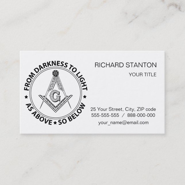 Tarjeta De Visita Emblema de masonería (Anverso)