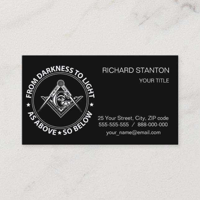 Tarjeta De Visita Emblema de masonería (Anverso)