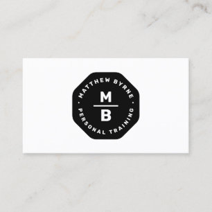 Tarjeta De Visita Emblema negro moderno de dos letras monograma