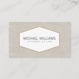 Tarjeta De Visita Emblema vintage en Tan Linen (Faux)