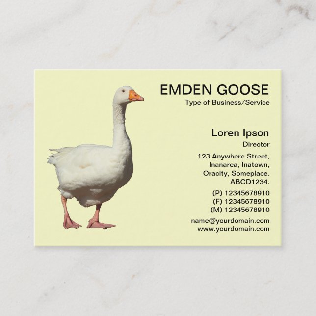 Tarjeta De Visita Emden Goose - Amarillo pálido (Anverso)