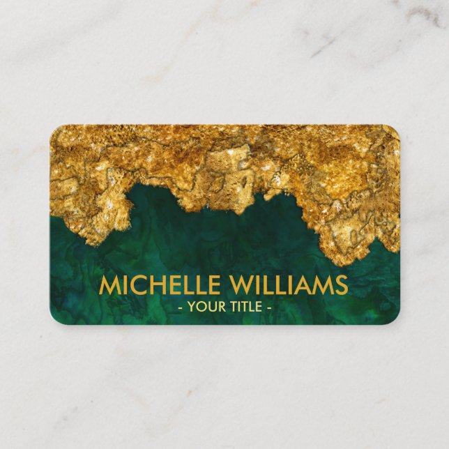 Tarjeta De Visita Emerald Green and gold Abstract  (Anverso)