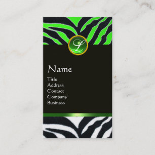 TARJETA DE VISITA EMERALD GREEN BLANCO NEGRO ZEBRA FUR MONOGRAM